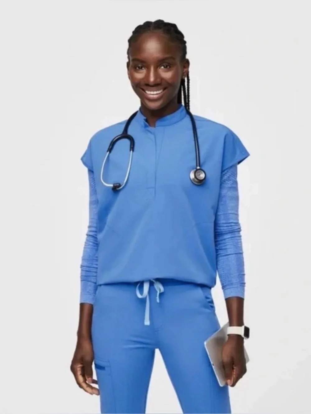 New Figs Rafaela Oversized Scrub Top Capri Blue size XXS - Picture 1 of 5